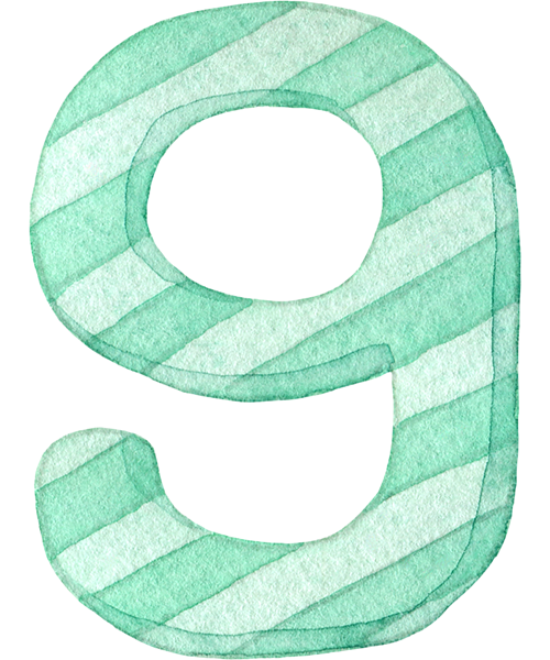 №557ミントグリーンのストライプ柄の数字のイラスト(9)