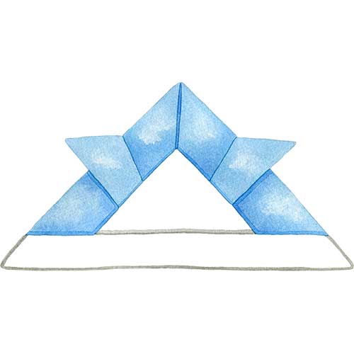 №532青い折り紙の兜のイラスト