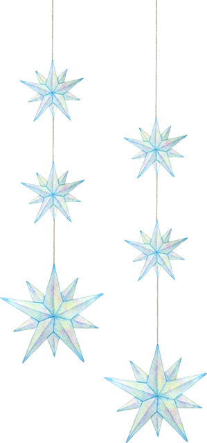 №598キラキラの星型オーナメント(ロングタイプ)のイラスト