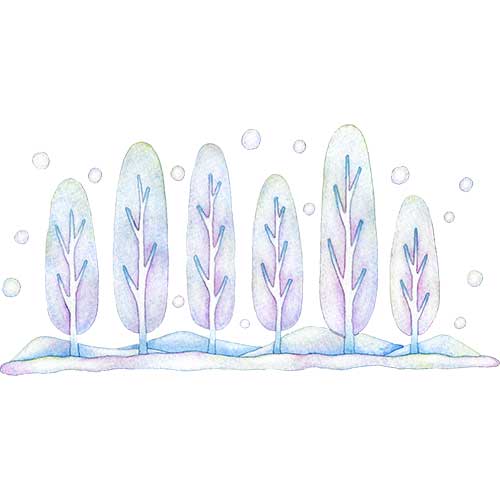 №694雪が積もった冬の並木(雪景色)のイラスト