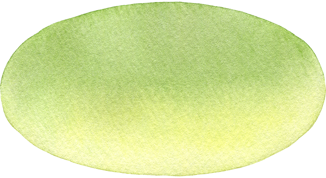 №560水彩手描きの楕円形グラデーションフレーム(緑)