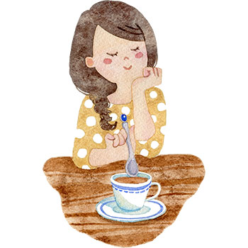 コーヒーを飲む女性のイラスト