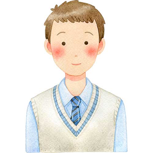 №630スクールベストを着た男子生徒(男子高校生、男子中学生)のイラスト