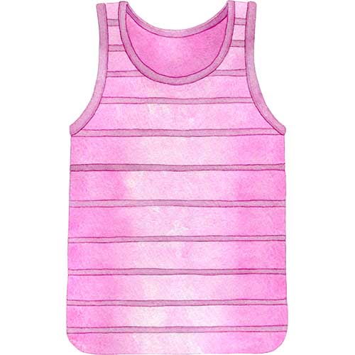 №576ピンク色のボーダー柄の子供用肌着(ノースリーブ)のイラスト