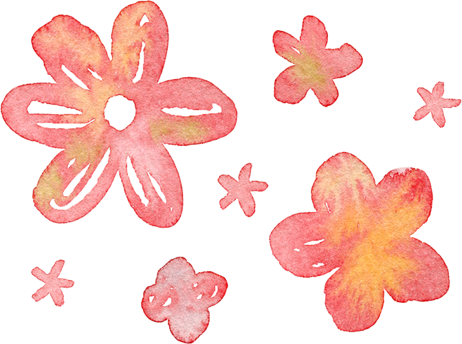 シンプルな花の水彩イラスト