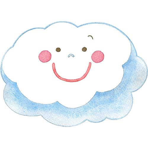 №484シンプルな雲のキャラクターのイラスト(笑顔)