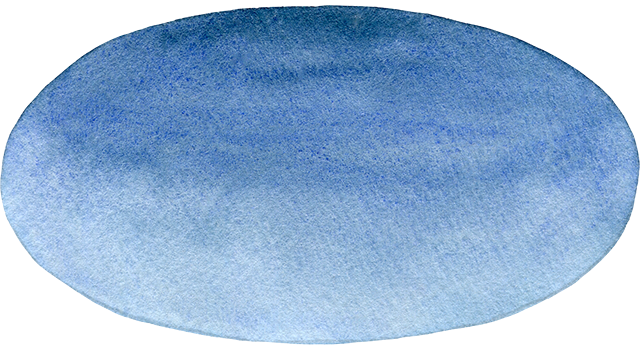 №560水彩手描きの楕円形グラデーションフレーム(青)