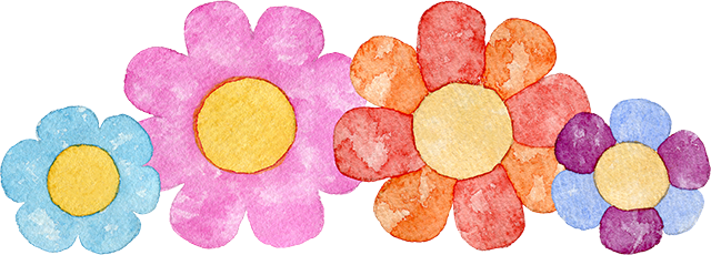 №481カラフルな花のイラスト(ライン素材)