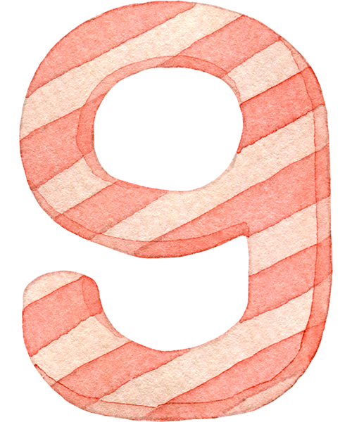 №556ピンク色のストライプ柄の数字のイラスト(9)