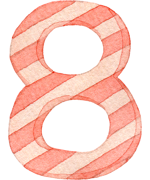 №556ピンク色のストライプ柄の数字のイラスト(8)