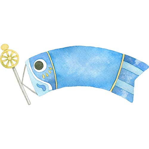 №534青い鯉のぼりのフレームのイラスト