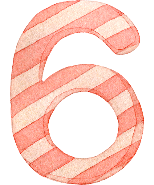 №556ピンク色のストライプ柄の数字のイラスト(6)