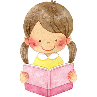 本を読む女の子の水彩イラスト | 水彩の挿し絵屋さん