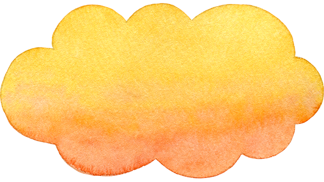 №561水彩手描きのもくもくグラデーションフレーム(オレンジ)