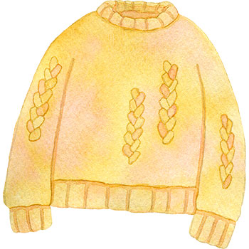 黄色いケーブルニット(セーター)のイラスト