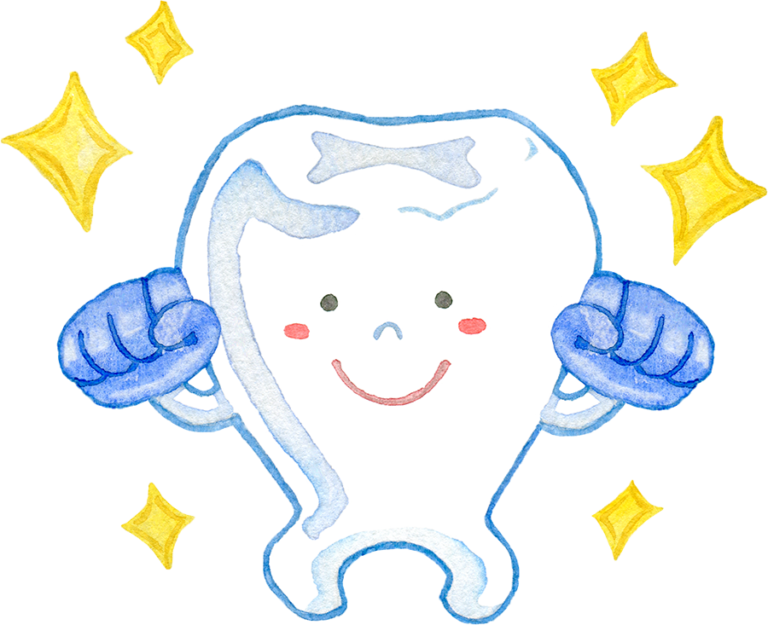 ピカピカ光る健康な白い歯の水彩イラスト | 水彩の挿し絵屋さん