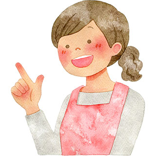 人差し指を立てる主婦の水彩イラスト 水彩の挿し絵屋さん