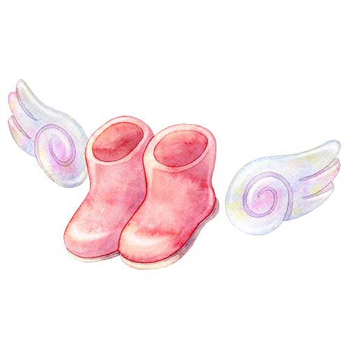 №710翼が生えた赤いブーツのイラスト