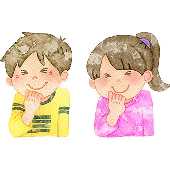 【2セット】うっしっしと笑う子供たちのイラスト
