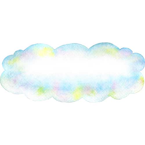 №468カラフルな雲のイラスト(フレーム)