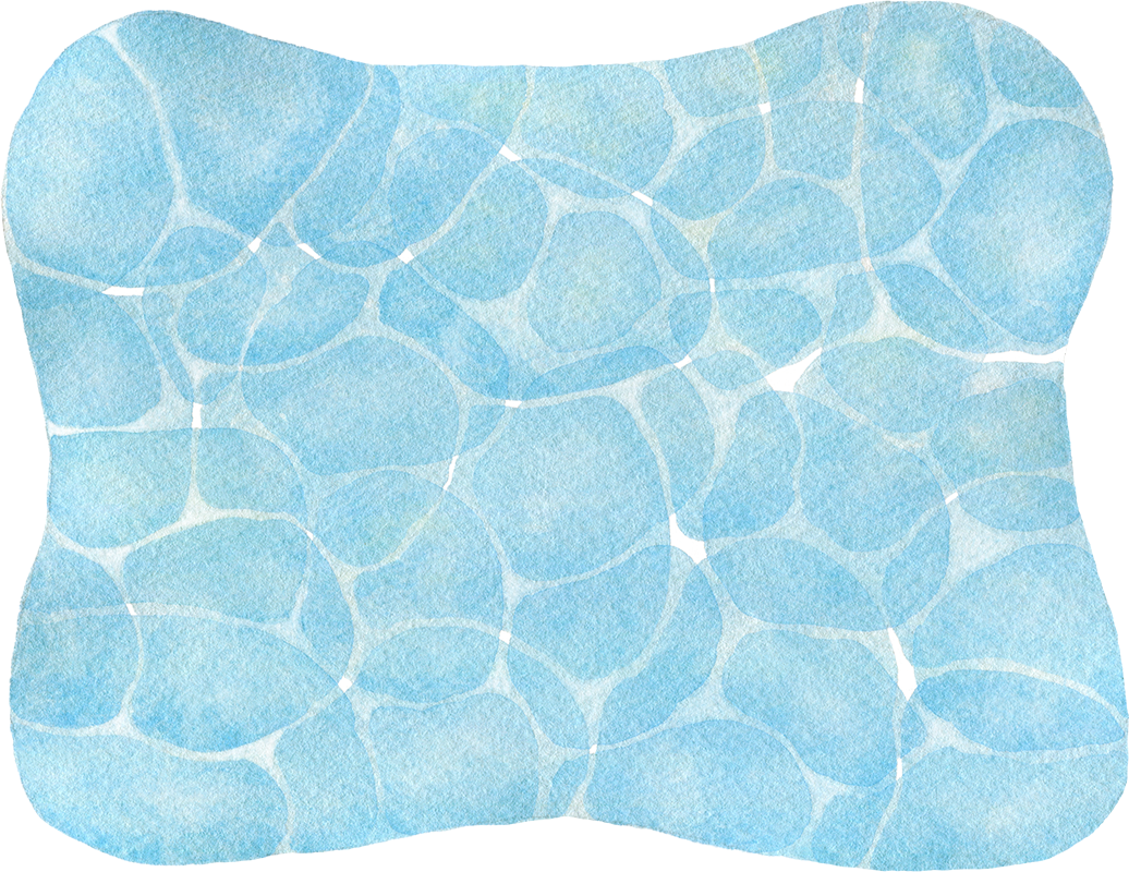 水面の波模様の水彩イラスト