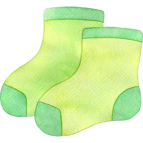 №582子供用の靴下(緑色)のイラスト